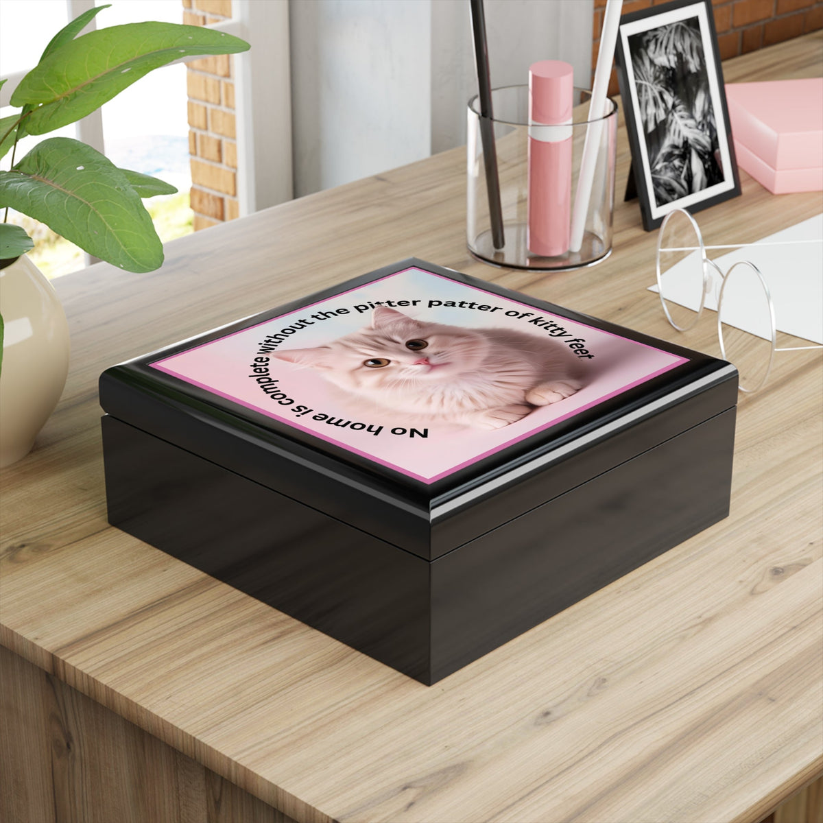 Cute Cat Jewelry Box - "No Home is Complete without the Pitter Patter of Kitty Feet"