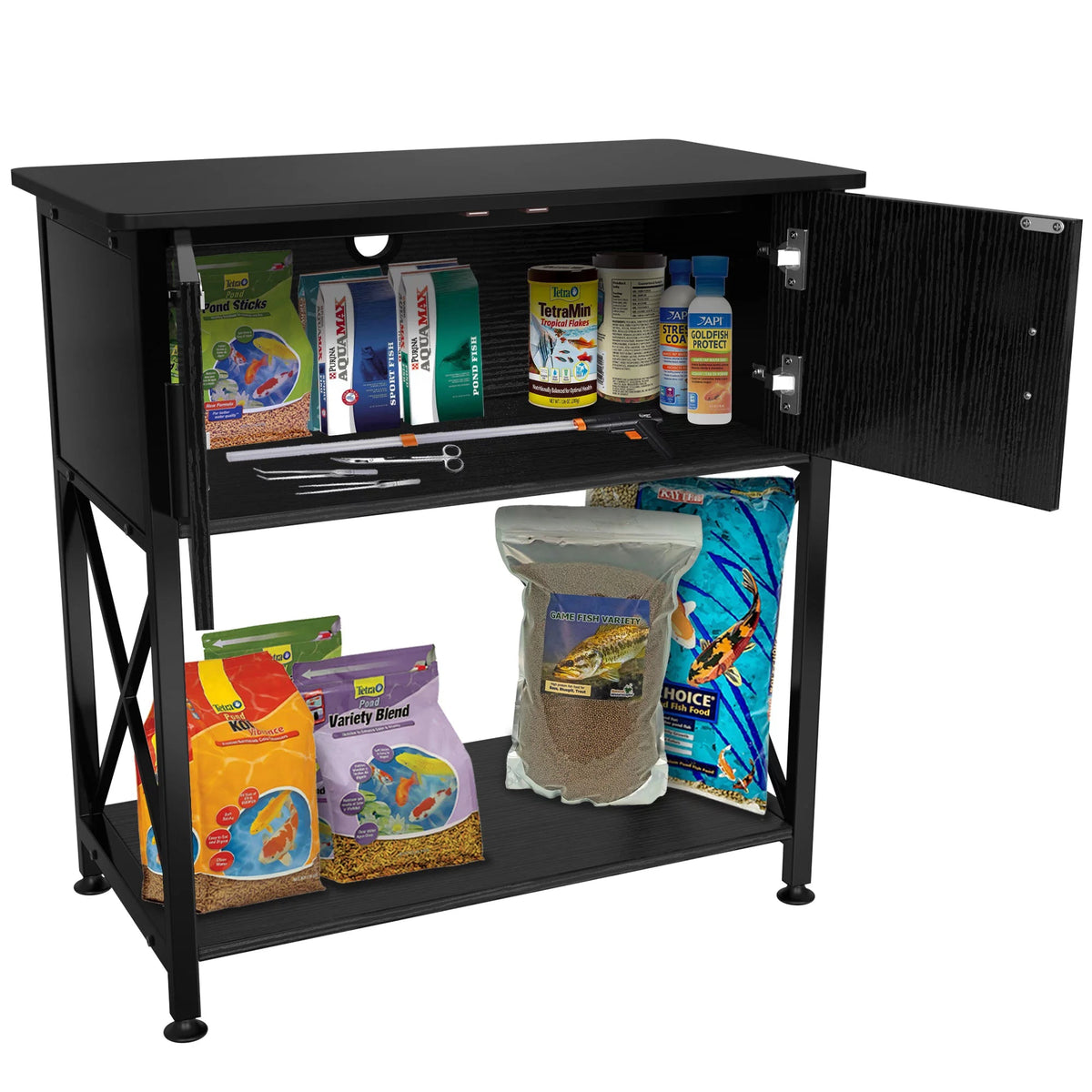 Fish Tank Stand Metal Aquarium Stand for 20 Gallon Long with Accessories Storage