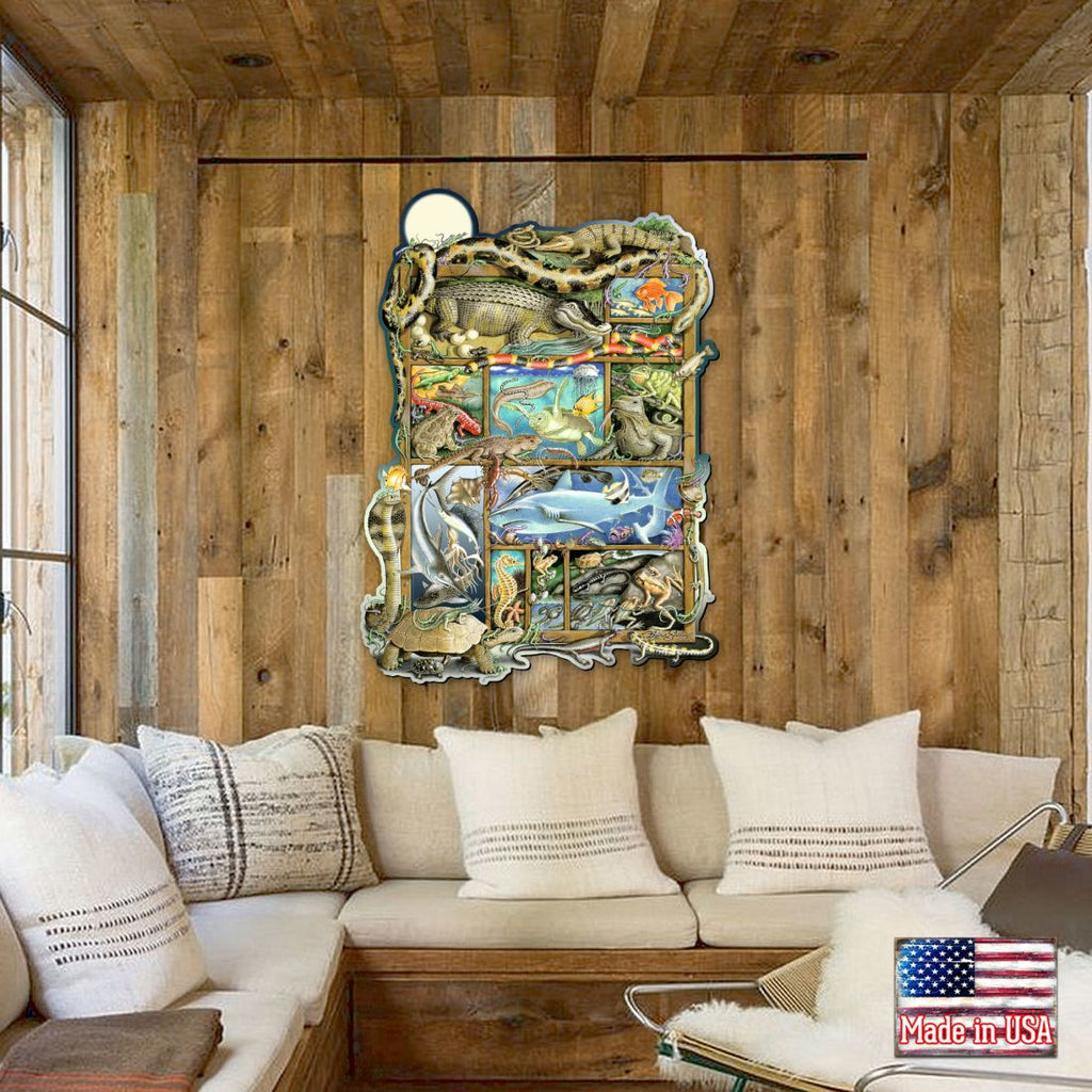 Reptiles Fish Amphibians Whimsical Wall Art by Laura Seeley - Love Family Kids Decor - 8513011-LS