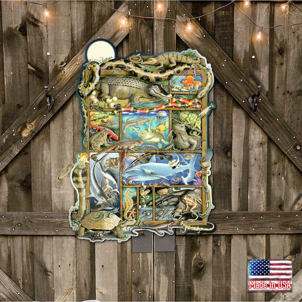 Reptiles Fish Amphibians Whimsical Wall Art by Laura Seeley - Love Family Kids Decor - 8513011-LS
