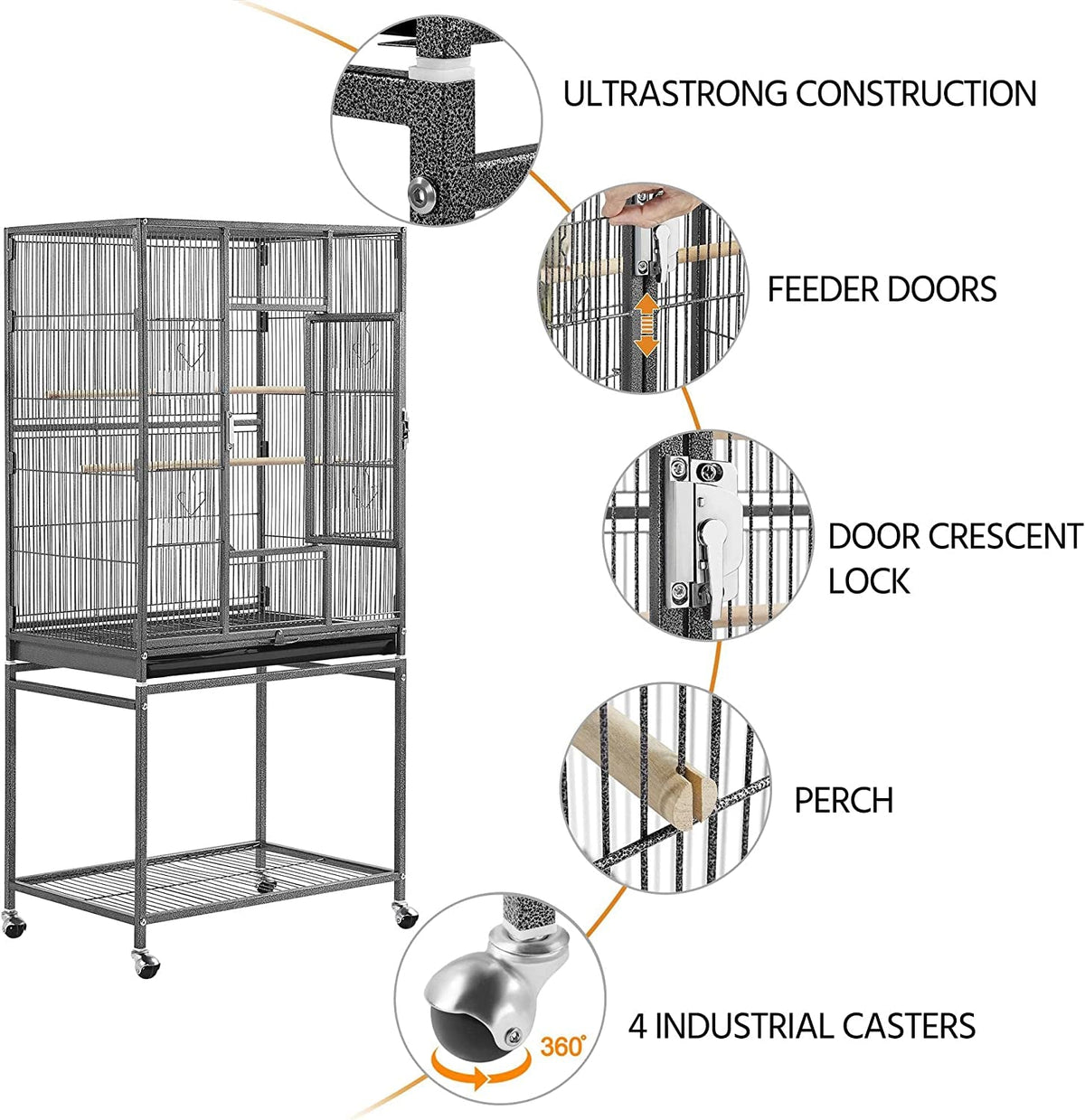 54-Inch Wrought Iron Standing for Large Parrot