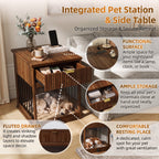 Dog Crate End Table with Charging Station and Storage