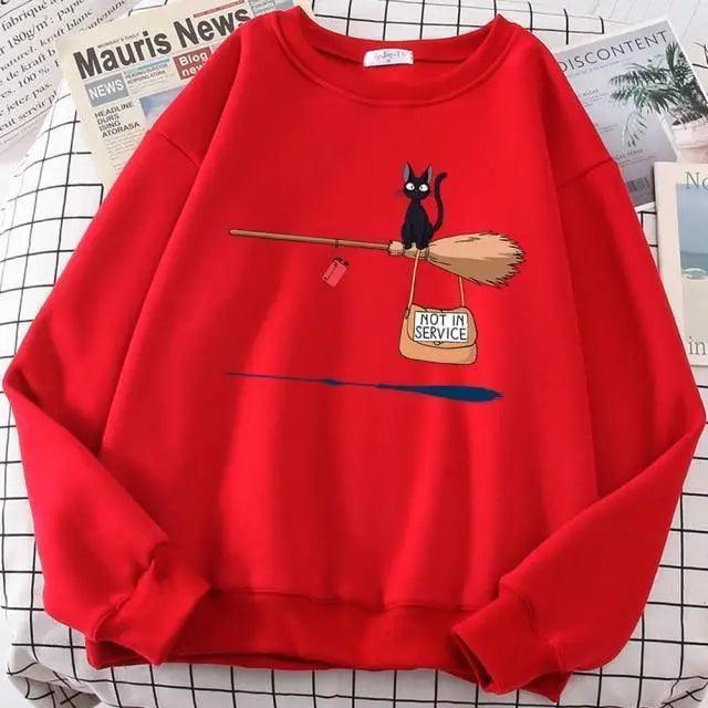 Elegant Cute Cat Print Sweatshirts Women Casual Crewneck Sportswear Fleece Warm Fleece Sweatshirt Loose Autumn Clothes Casual Women's Printed Hooded Sweatshirt Loose Tunic Blouse Top Utility Pockets Ladies Sweatshirts