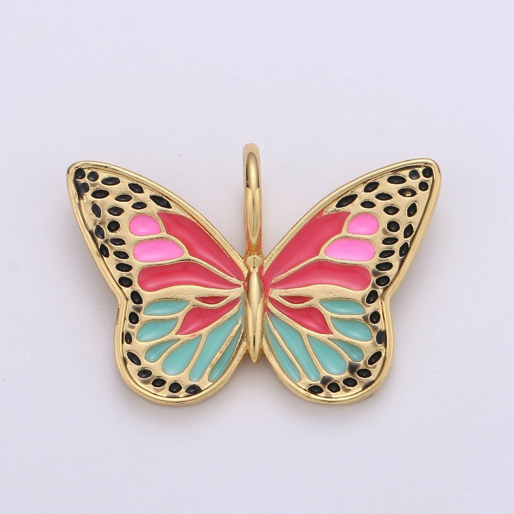 Enamel Monarch Butterfly Gold Filled Butterfly Pendant Dream Animal Lover Necklace Pendant Charm Designer Colorful Jewelry Making, D-630 D-631, D-632