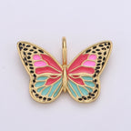 Enamel Monarch Butterfly Gold Filled Butterfly Pendant Dream Animal Lover Necklace Pendant Charm Designer Colorful Jewelry Making, D-630 D-631, D-632