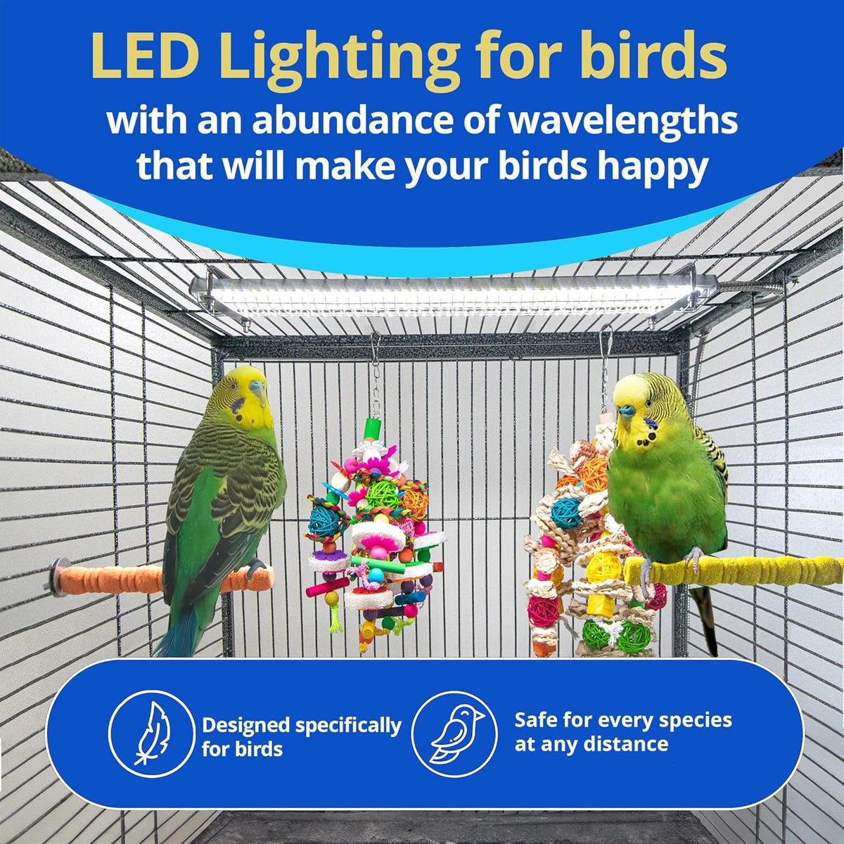 Happybird Lighting Bird Cage Light with Chew Guard