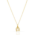 HEIDI DAINTY GOLD PAVE HORSE SHOE PENDANT NECKLACE