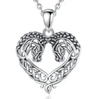 Horse Necklace, Heart Shape Jewelry, Sterling Silver Horse Lovers Gift