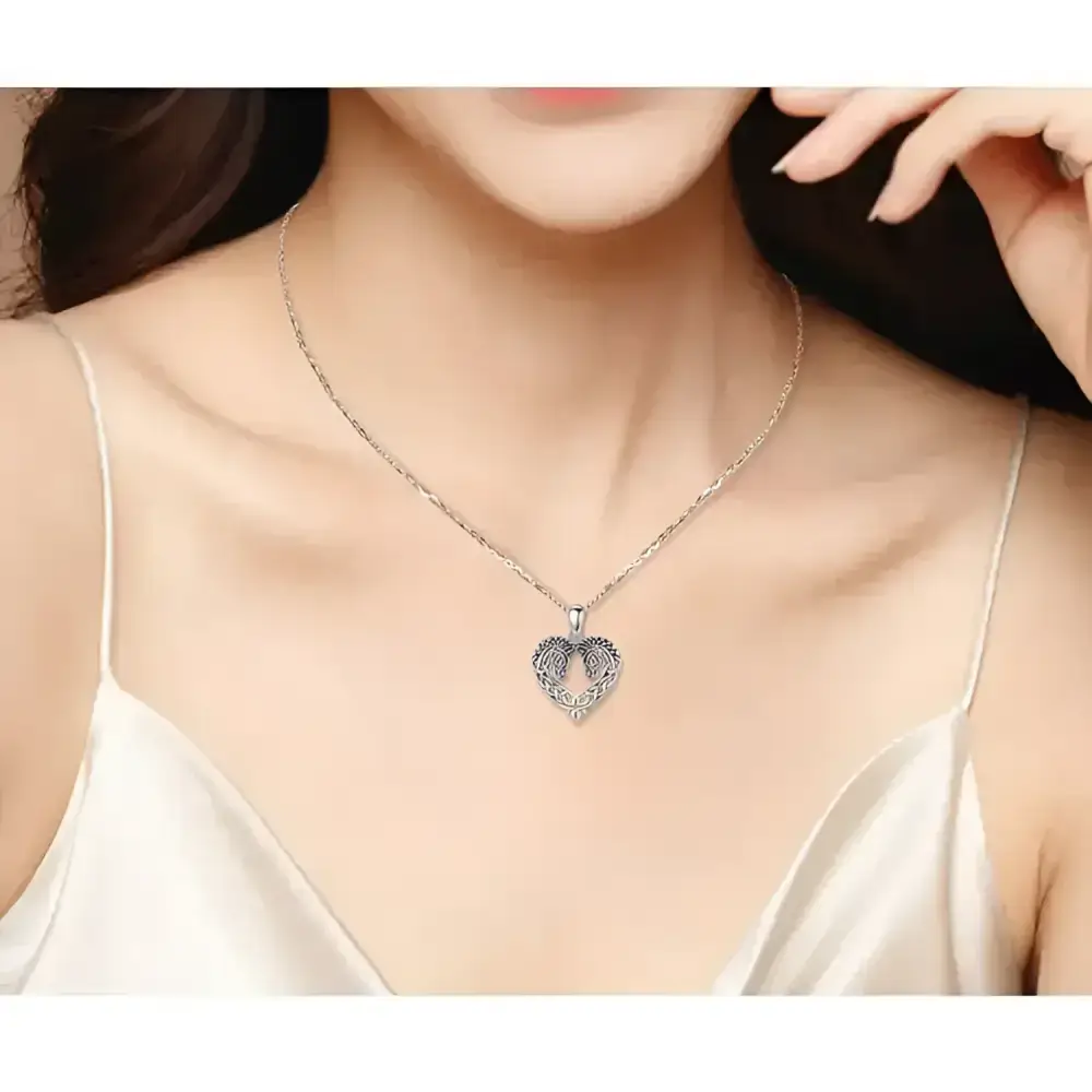 Horse Necklace, Heart Shape Jewelry, Sterling Silver Horse Lovers Gift