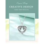 Horse Necklace, Heart Shape Jewelry, Sterling Silver Horse Lovers Gift