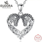 Horse Necklace, Heart Shape Jewelry, Sterling Silver Horse Lovers Gift