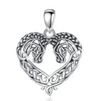Horse Necklace, Heart Shape Jewelry, Sterling Silver Horse Lovers Gift