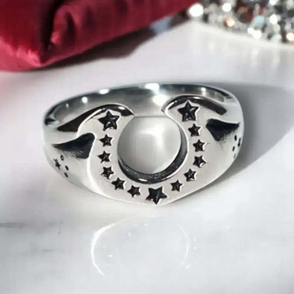 Horseshoe U-shaped Ring, Stainless Steel Horse Lover Jewelry Gifts