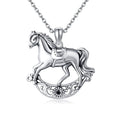 URONE Sterling Silver Filigree Horse Pendant Necklace
