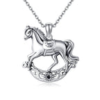 URONE Sterling Silver Filigree Horse Pendant Necklace