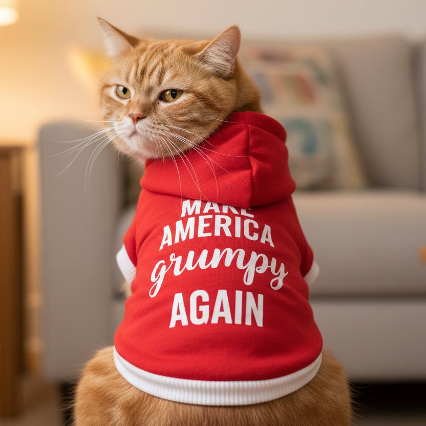 Make America Grumpy Again Cat Hoodie – Political Parody Pet Apparel