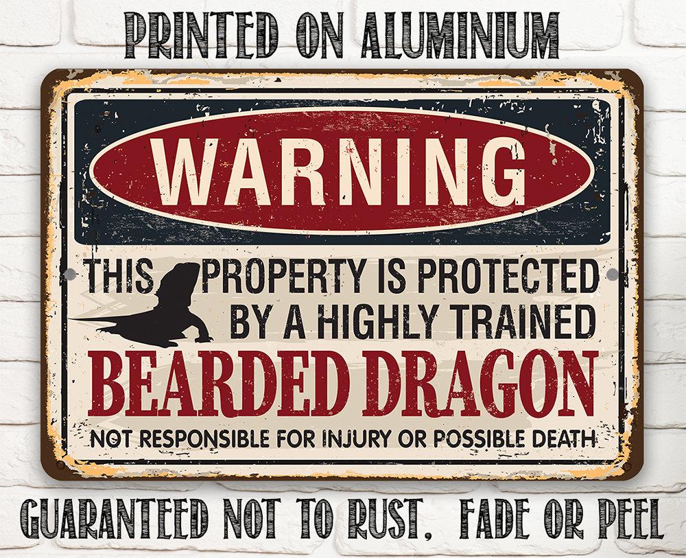 Warning Property Protected By Bearded Dragon - Metal Sign