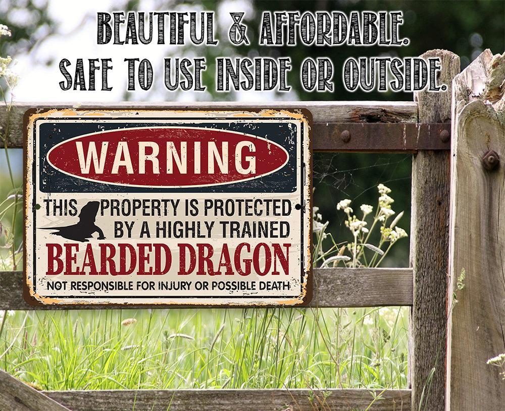Warning Property Protected By Bearded Dragon - Metal Sign