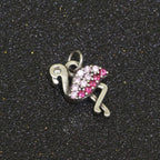 Micro Pave Gold Flamingo Charm 14k Gold Filled Bird Pendant Silver gold jewelry For Necklace Earring Bracelet M-522 M-523