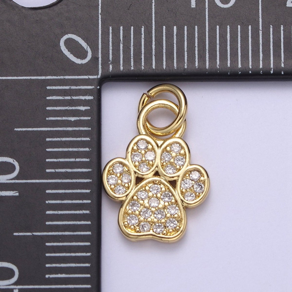 Mini Gold Silver Dog Cat Bear Paw Print Charms for Bracelet Necklace Earring CZ Charm Jewelry Making Supply N-683 N-684