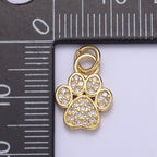 Mini Gold Silver Dog Cat Bear Paw Print Charms for Bracelet Necklace Earring CZ Charm Jewelry Making Supply N-683 N-684