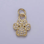 Mini Gold Silver Dog Cat Bear Paw Print Charms for Bracelet Necklace Earring CZ Charm Jewelry Making Supply N-683 N-684