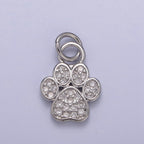 Mini Gold Silver Dog Cat Bear Paw Print Charms for Bracelet Necklace Earring CZ Charm Jewelry Making Supply N-683 N-684