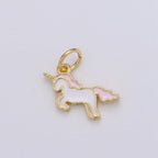 Mini Unicorn Charms, Gold Pink Cartoon Unicorn Charm Pendant, Horse Charm Kids jewelry for Necklace Bracelet Earring Supply D-764