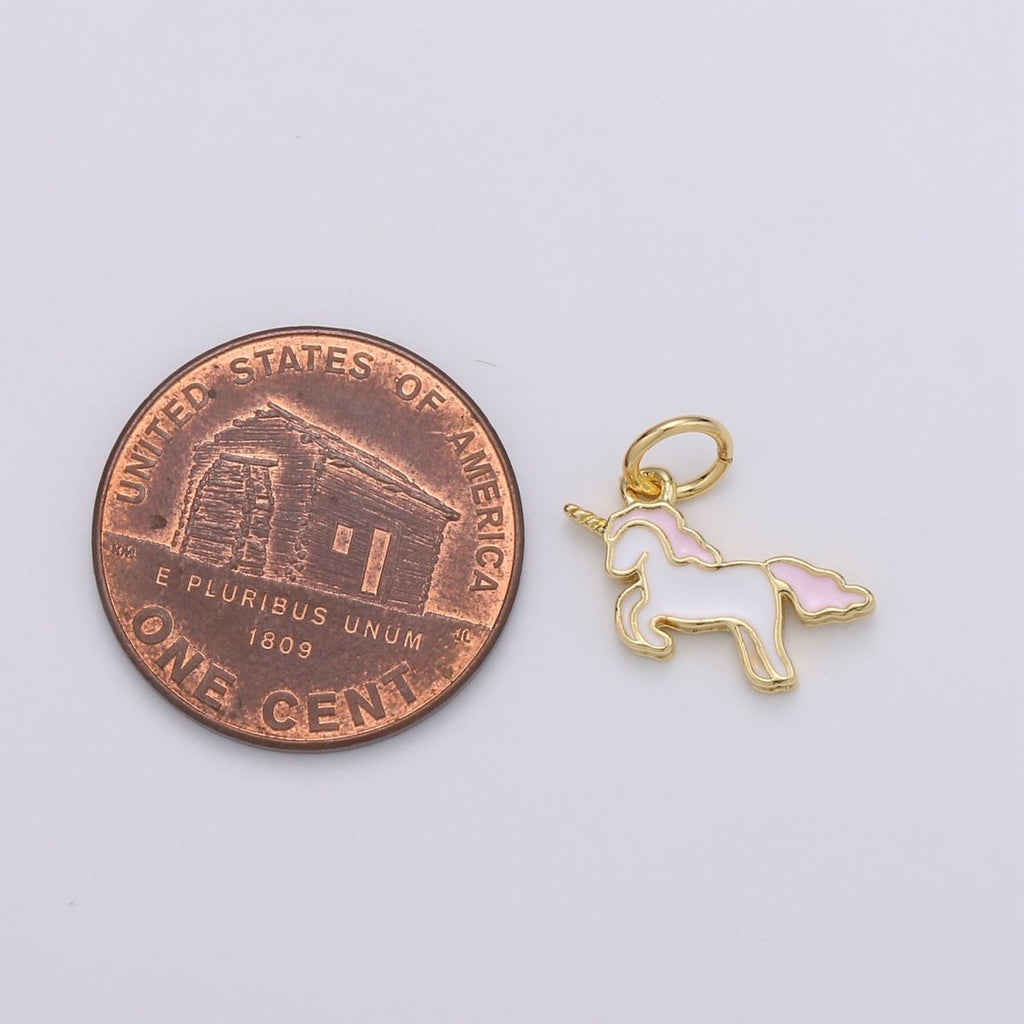 Mini Unicorn Charms, Gold Pink Cartoon Unicorn Charm Pendant, Horse Charm Kids jewelry for Necklace Bracelet Earring Supply D-764