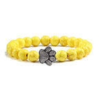 Natural Matte Black Lava Volcanic Stone Paw Print Charm Bracelet Pet Memorial Cat Dog Lovers Jewelry Bracelets For Women Men Stress Relief Yoga Bracelet Mood Bracelet Gifts For Women And Girls
