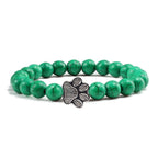 Natural Matte Black Lava Volcanic Stone Paw Print Charm Bracelet Pet Memorial Cat Dog Lovers Jewelry Bracelets For Women Men Stress Relief Yoga Bracelet Mood Bracelet Gifts For Women And Girls