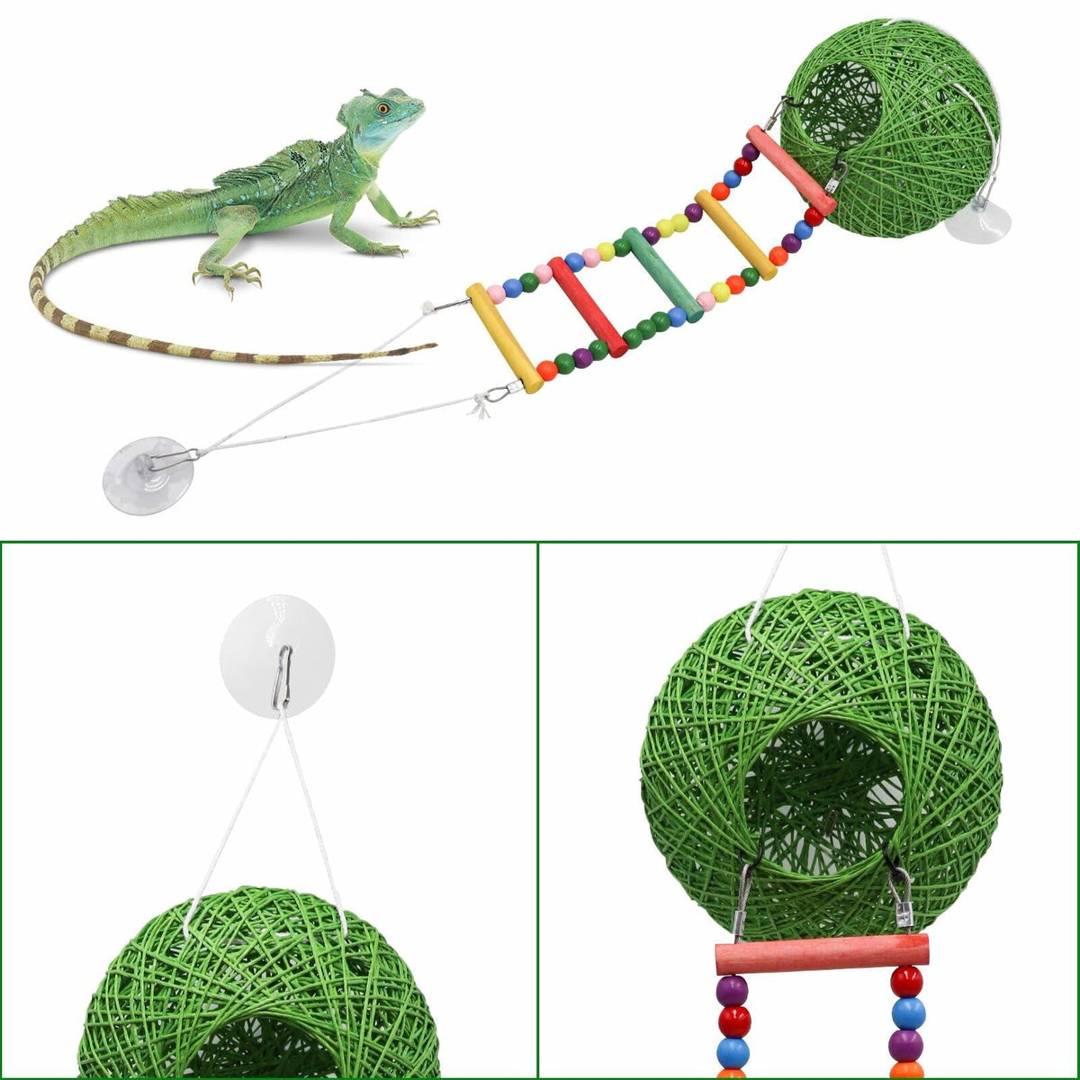 Neeenn Reptile Takraw Ball Hideout Climbing Toy Ladder Tank Decor