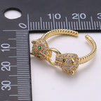 Panther ring, minimalist ring, animal ring, dainty gold ring, gold Leopard ring, animal jewelry,Gold Open ring, Adjustable Twisted ring R-159