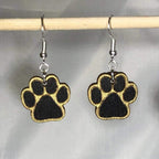 Paw Print Wooden Dangle Earrings | Pet Lover Jewelry