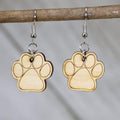 Paw Print Wooden Dangle Earrings | Pet Lover Jewelry