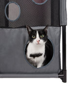 Pet Life ® 'Kitty-Square' Collapsible Travel Interactive Kitty Cat Tree Maze House Lounger Tunnel Lounge