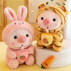 Pig Boba Plush Toy Cute Bubble Tea Stuffed Animal for Kids