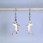 Hanging Cat Wooden Dangle Earrings | Cute Cat Jewelry
