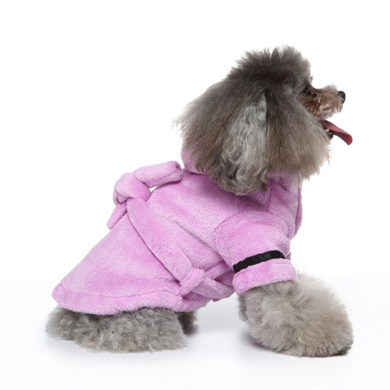 Luxury Soft Pet Dog Puppy Hooded Bathrobe
