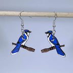 Blue Jay Wooden Dangle Earrings | Realistic Bird Jewelry