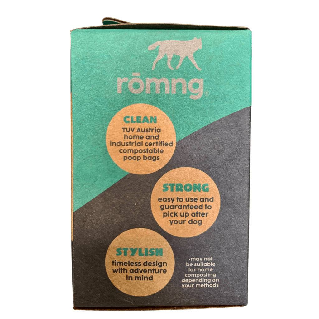 compostable plant-based dog poop bags + bamboo dispenser