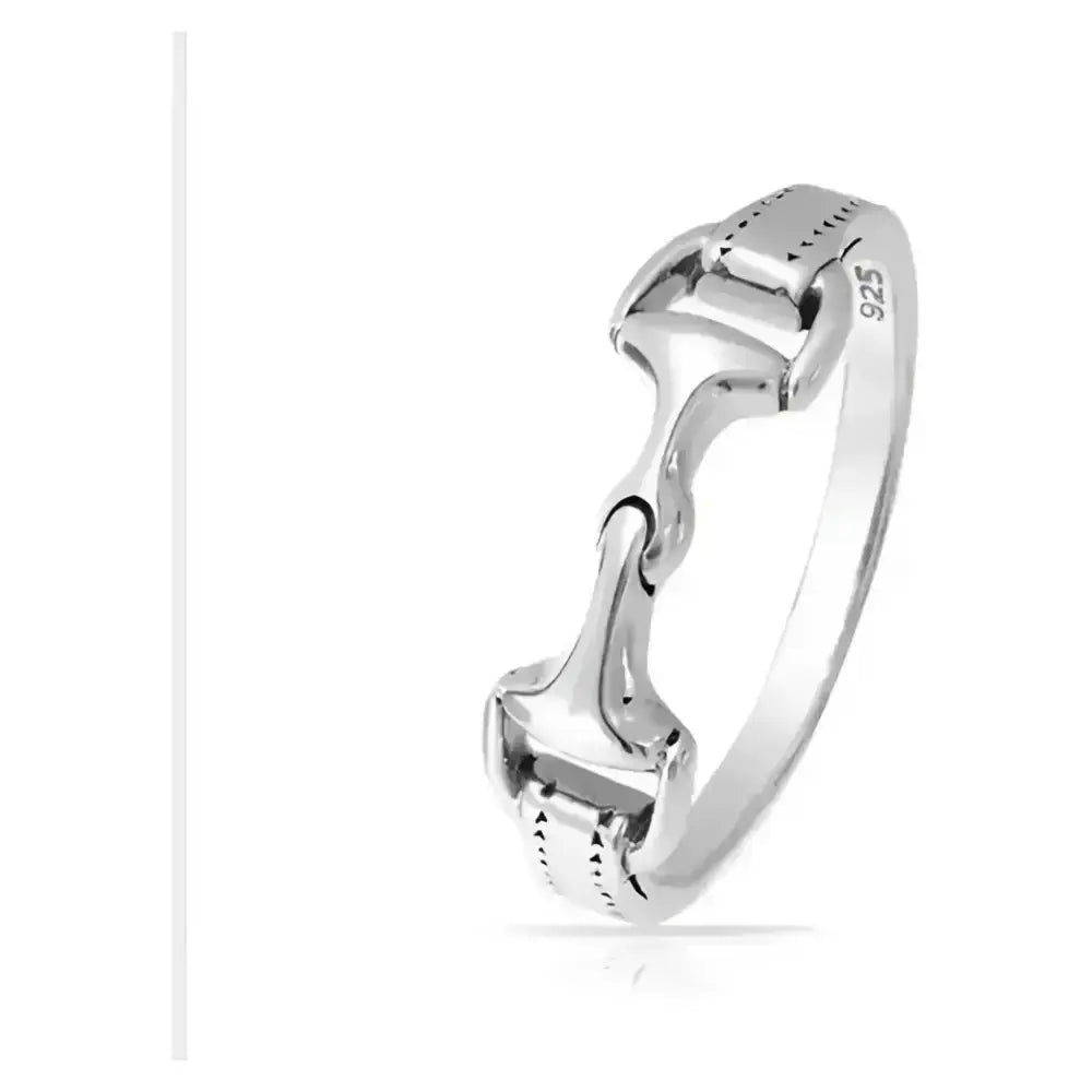 Sterling Silver Horse Snaffle Bit Ring, Equestrian Elegant Jewelry