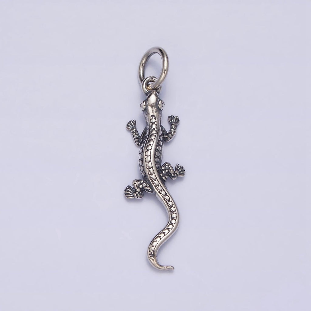 Sterling Silver S925 Pet Dotted Scale-Textured Lizard Gecko Pet Animal Charm | SL-293