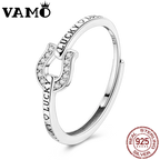 Zircon Lucky in Love Horseshoe Ring, Horse Lover Ring, Sterling Silver