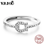 Zircon Lucky in Love Horseshoe Ring, Horse Lover Ring, Sterling Silver